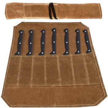 Cutter Roll Bag Nešiojamas pjaustytuvo laikymo maišelis su 7 kišenėmis Vandeniui atsparus vaškuotas drobės didelio našumo pjaustytuvo krepšys Universalus pjaustytuvas