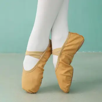 1 Pora Moterų baleto batai Minkšti elastiniai dilimui atsparūs padalinti pado drobiniai batai Atlikite šokio šlepetes Baleto bateliai