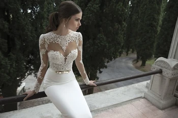Vestido De Noiva 2016 Sexy Open Back Nėrinių vestuvinės suknelės ilgomis rankovėmis Nėrinių vestuvinė suknelė Vestido De Casamento