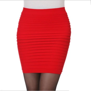 Drop Shipping Nauja mada 2023 m. Vasaros moterų sijonas Aukštas juosmuo Saldainių spalva plius dydis Elastingas plisuotas Seksualus Trumpas sijonas