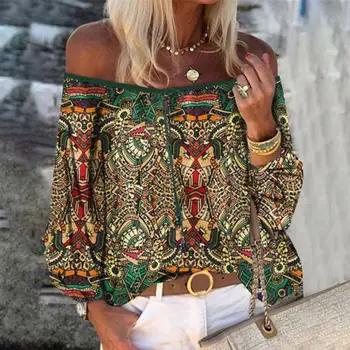 Madingi patogūs suvarstomi etninio stiliaus bohemiški senovinio spausdinimo megztiniai Viršus gatvės drabužiai Moteriški marškiniai Megztiniai Marškiniai