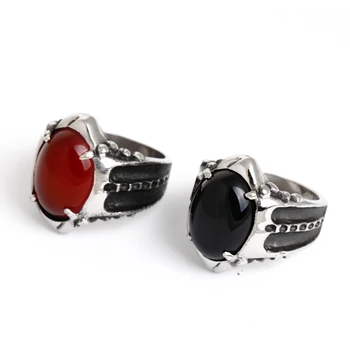 Vintažinis senovinis raudono ir juodo akmens pirštų žiedas vyrams Sužadėtuvių mados jubiliejaus papuošalų dovanų žiedas vyrams