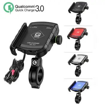 Motociklo telefono laikiklis Belaidis QC 3.0 15W USB greito įkroviklio telefono stovas Moto dviračio vairas Mobiliojo telefono laikiklio stovas