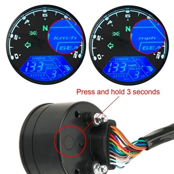 Motociklų prietaisų skydelio priedų dalis Komponentas Retro modifikavimas Babuino LCD odometras RPM Kodo matuoklis LCD degalų matuoklis