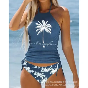 2023 Seksualus paplūdimio atostogų bikinio maudymosi kostiumas Moteriškas spagečių dirželis Apyrankės maudymosi kostiumėlis Plaukimo lagaminai Bikinio rinkinys
