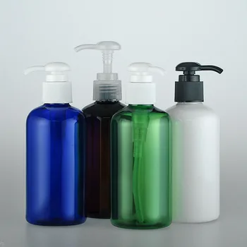 20vnt 220ml tuščias šampūno losjono pompos buteliukas Baltas skaidrus mėlynai rudas plastikiniai buteliukai su dozatoriumi Skalbimo kosmetikos indas