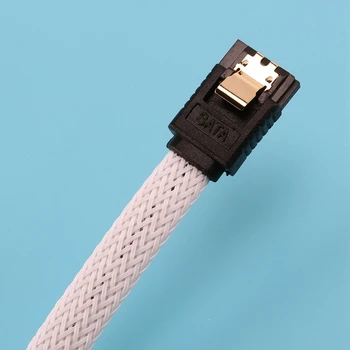20X 50CM SATA 3.0 III SATA3 7Pin duomenų kabelis 6Gb/S SSD kabeliai HDD laidas su nailono rankovėmis Premium versija (balta)