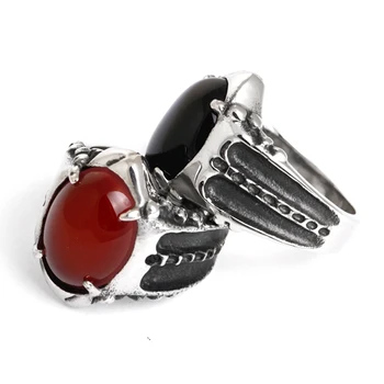 Vintažinis senovinis raudono ir juodo akmens pirštų žiedas vyrams Sužadėtuvių mados jubiliejaus papuošalų dovanų žiedas vyrams