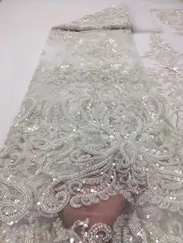 Naujas suknelės dizainas Karoliukai Perlai Siuvinėjimas Prancūziški tinkliniai verpalai Afrikos Nigerijos audinys vestuvėms/ vakarinių suknelių vakarėlis