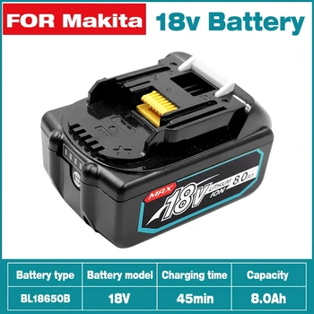 Makita 18V 8.0Ah įkraunama baterija Makita elektriniams įrankiams su LED ličio jonų pakeitimu LXT BL1860 1850 voltų 8000mAh