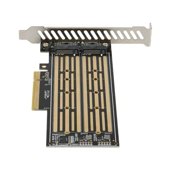 M.2 Riser Card M.2 NVME į PCIE X8 Dual Disk Hard Drive SSD adapterio išplėtimo kortelė, skirta PCIE X8 X16K lizdo pagrindinei plokštei