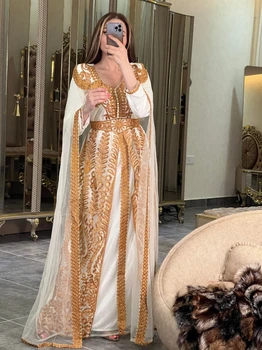 Abaya vakarėlis Maroko V formos kaklo vakarinės suknelės Blizgančios A linijos nuotakos suknelė Kaftan grindų ilgio nuotakos suknelės Vestidos De Novia