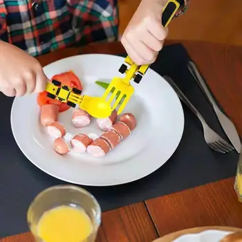 Vaikų indų išdavimas Buldozerio ekskavatorius Kastuvas Šaukštas ir šakutė Vaikiški stalo reikmenys Stalo įrankių rinkinys Mažyliai Indai Kūdikis
