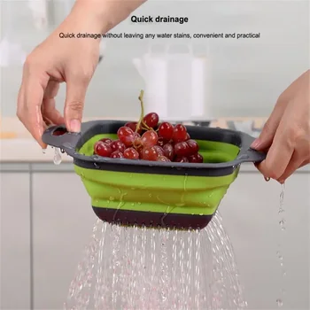 Sulankstomas silikoninis kanalizacijos krepšys vaisių daržovių skalbimo krepšys sulankstomas filtras kiaurasamtis sulankstomas drenažas virtuvės laikymo įrankis