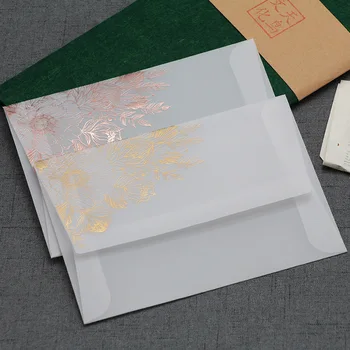 24 vnt./pakuotėje Europietiško stiliaus karšto štampavimo kraštas sieros rūgšties popierius permatomas vokas Vestuvinis verslo kvietimo vokas