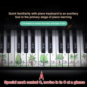 Naujas be klijų fortepijono klaviatūros lipdukas animacinis žymėjimas Stave fonetinis ženklas Lipdukas pradedantiesiems pagalbinis įrankis