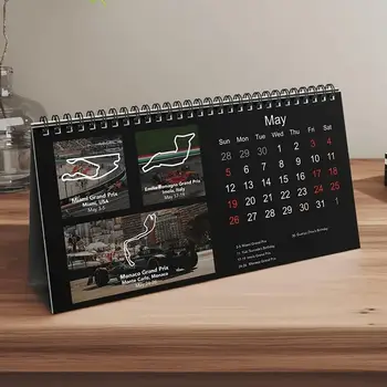 2024 F1 lenktynių trasos stalo kalendorius F1 lenktynių tvarkaraštis Darbalaukio kalendorius Dviejų laidų įrišimas Lengvas planavimas Lenktynių temos kalendorius