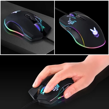 Žaidimų pelės vielos žaidimų pelė su RGB foniniu apšvietimu 7200DPI reguliuojami kompiuteriniai žaidimai