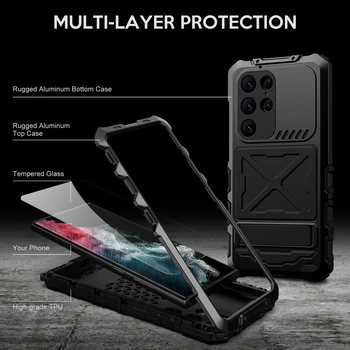 skirta Samsung Galaxy S23 Ultra Case Heavy Duty Protection Armor metaliniam aliuminio telefono dėklui, skirtam Samsung Galaxy S23 smūgiams atspariam dangteliui