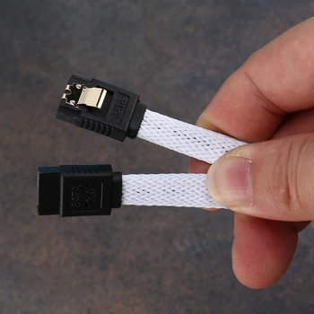 20X 50CM SATA 3.0 III SATA3 7Pin duomenų kabelis 6Gb/S SSD kabeliai HDD laidas su nailono rankovėmis Premium versija (balta)