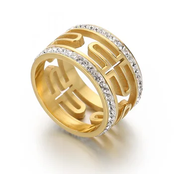Kalen Cutout Religinis kryžminis žiedas Krištolo papuošalai Mada Tuščiaviduris kryžminis žiedas moterims Nerūdijančio plieno sužadėtuvių žiedai