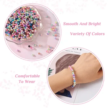 1Bag Rainbow plastikiniai perlų karoliukai 6mm 10mm apvalus rutulys ABS plastikinis perlų imitacijos karoliukas 