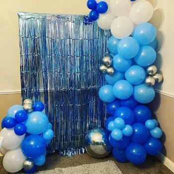 Royal Blue Pastelinės mėlynos latekso balionų girliandos arkos rinkinys vestuvių baigimo džiunglių tematikos gimtadienio vakarėlio dekoravimui