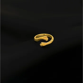 Warm Hug Hug Ring Titanium Steel Dengtas 18K auksinis mados ornamentas Originalus žiedas
