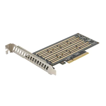 M.2 Riser Card M.2 NVME į PCIE X8 Dual Disk Hard Drive SSD adapterio išplėtimo kortelė, skirta PCIE X8 X16K lizdo pagrindinei plokštei