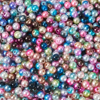 1Bag Rainbow plastikiniai perlų karoliukai 6mm 10mm apvalus rutulys ABS plastikinis perlų imitacijos karoliukas 