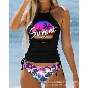 2023 Seksualus paplūdimio atostogų bikinio maudymosi kostiumas Moteriškas spagečių dirželis Apyrankės maudymosi kostiumėlis Plaukimo lagaminai Bikinio rinkinys