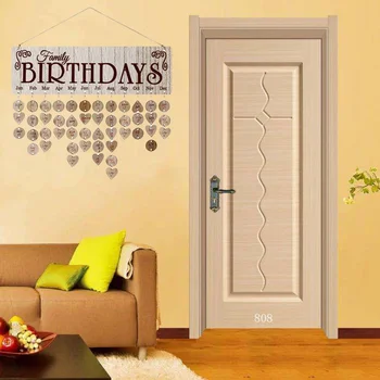 Šeimos gimtadienio kalendorius Advento kalendorius Pakabinama plokštelių lenta 