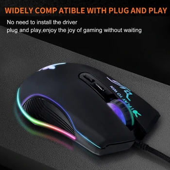 Žaidimų pelės vielos žaidimų pelė su RGB foniniu apšvietimu 7200DPI reguliuojami kompiuteriniai žaidimai