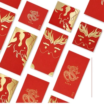 60 vnt Kinų Naujųjų metų raudoni vokai Naujųjų metų laimingi pinigai Raudoni vokai Drakono metams 2024