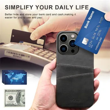 odinės piniginės kreditinių kortelių laikiklis Telefono dėklas, skirtas iPhone 15 14 13 12 Mini 11 Pro XS Max XR X 8 7 Plus itin plonas smūgiams atsparus dangtelis
