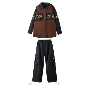 Cool Boys Streetwear Hip Hop Fashion Suits Sets Grils Ilgomis rankovėmis Marškiniai Cargo Pants Kids Stage Dance Clothes Vaikų kostiumai