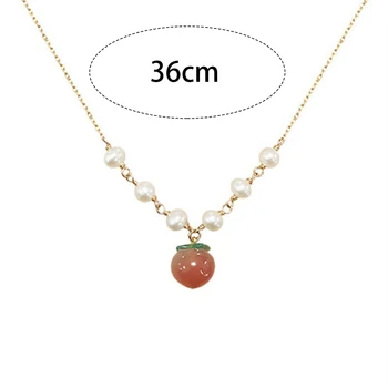 2023 Fashion New Pearl Necklace Orange Peach Collar Chain For Women Kpop Fruit Pendent Choker Girls Juvelyrinių dovanų didmeninė prekyba