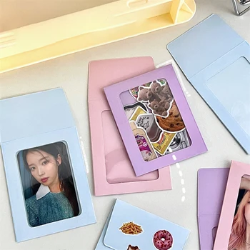 5Vnt Makarono spalvoto voko rankovės permatomas popierinis voko krepšys Kpop Idol nuotrauka Apsauginė rankovė Kanceliarinės prekės