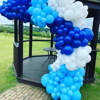 Royal Blue Pastelinės mėlynos latekso balionų girliandos arkos rinkinys vestuvių baigimo džiunglių tematikos gimtadienio vakarėlio dekoravimui