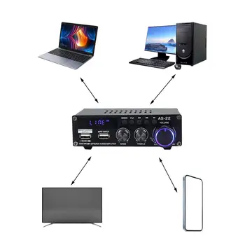 Garso stereo stiprintuvo imtuvas 2 kanalų USB grotuvas FM radijo prievadas HiFi darbalaukis namų garsiakalbiams V5.0 skaitmeninis stiprintuvas
